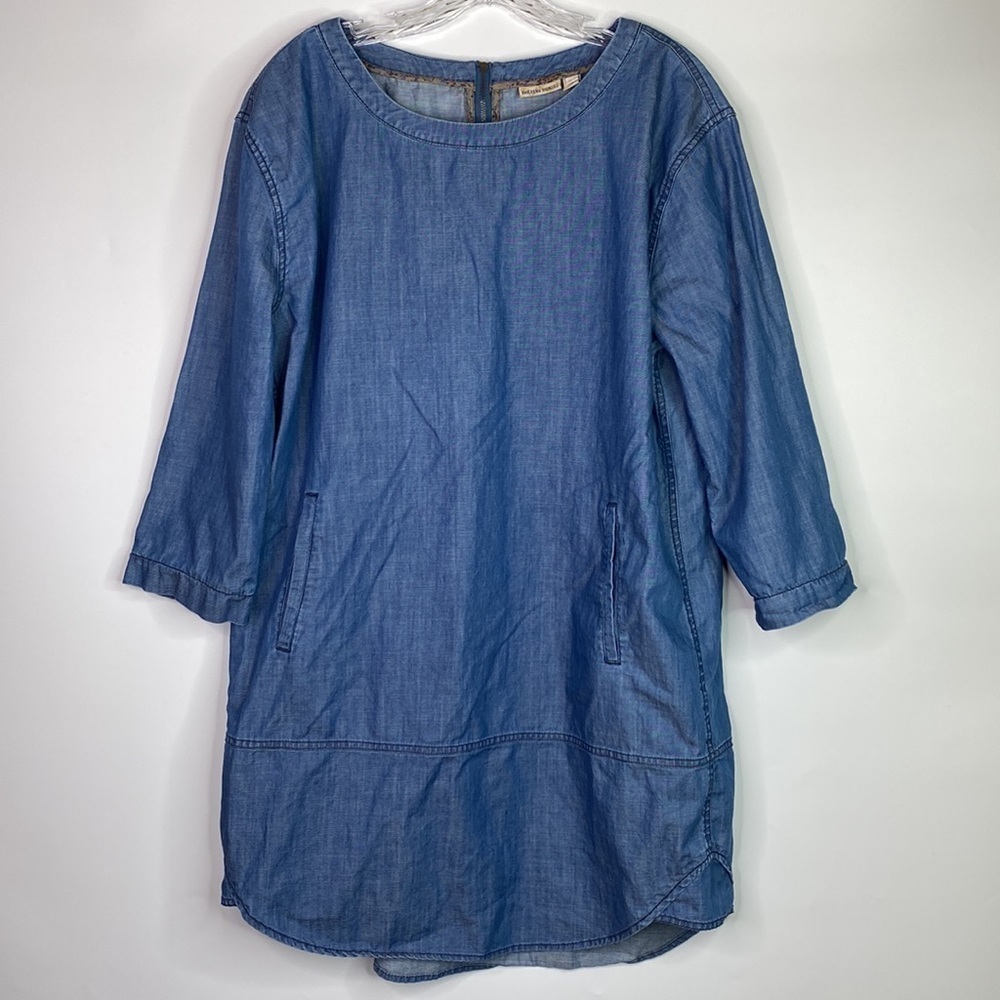 Holding Horses Blue Chambray Tunic 1/2 Sleeve Dress Size M/L